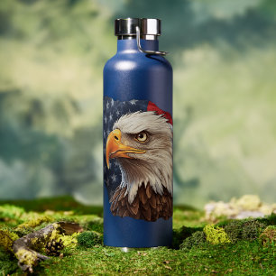 American Flag Bald Eagle Water Bottle