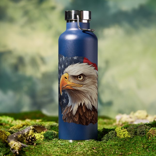 American Flag Bald Eagle Water Bottle (Outdoor)