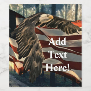 American Flag Bald Eagle Wine Label
