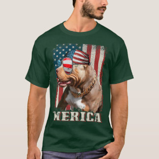 American Flag Bandana Pit Bull Dog Lover Pitbull 4 T-Shirt