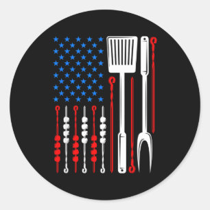 American flag barbecue son dad husband fathers day classic round sticker