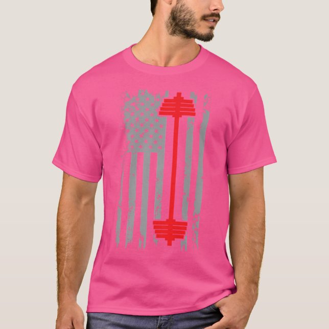 American Flag Barbell T-Shirt (Front)