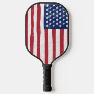 American Flag Barn Painting Vintage Rustic America Pickleball Paddle