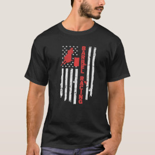 American Flag Barrel Racer Rodeo USA Barrel Racing T-Shirt