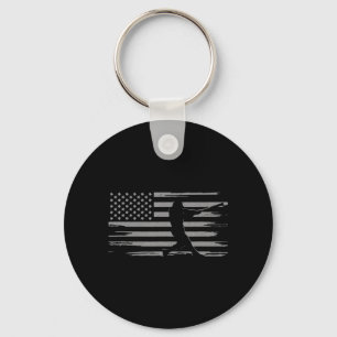 American Flag Baseball Apparel - Baseball  Key Ring