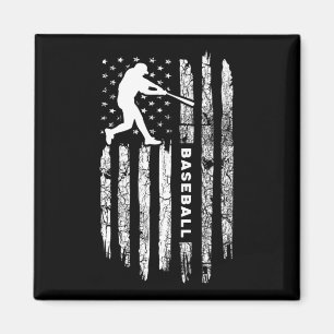 American Flag Baseball Apparel - Vintage Baseball Magnet