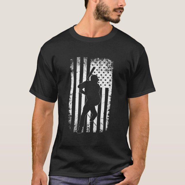 American Flag Baseball Baseball T-Shirt (Front)