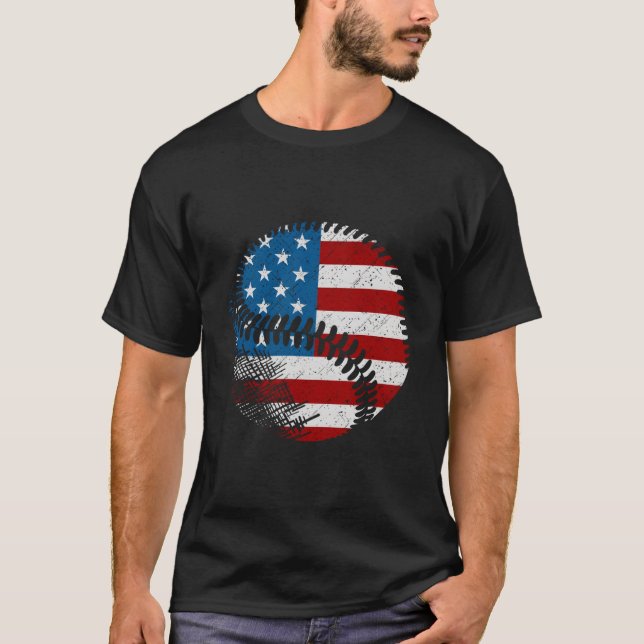 American Flag Baseball Baseball T-Shirt (Front)