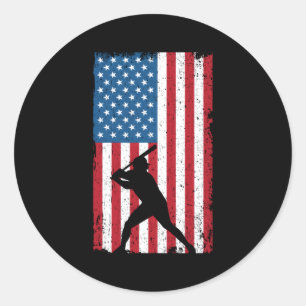 American Flag Baseball Classic Round Sticker