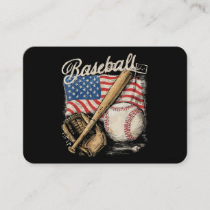 American Flag Baseball Player Bat Fan Catcher Pitc Business Card
