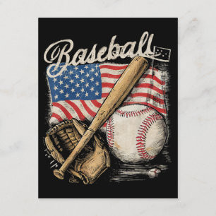 American Flag Baseball Player Bat Fan Catcher Pitc Enclosure Card