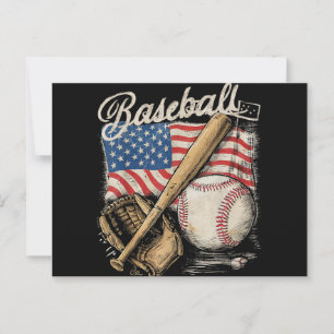 American Flag Baseball Player Bat Fan Catcher Pitc Postcard