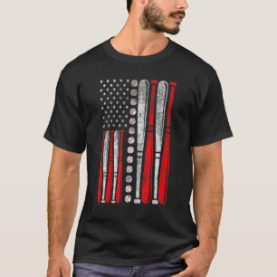 American Flag Baseball Red White Blue 4th Of July  T-Shirt