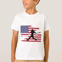 American Flag Baseball Silhouette Baseball Player