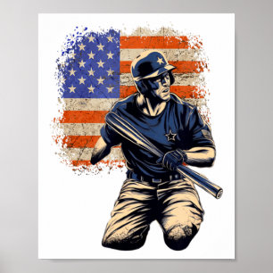 American Flag Baseball Team 4th Of July T Shirt  Poster