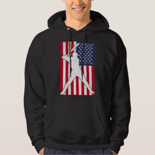 American Flag Baseball Team Gift  Hoodie