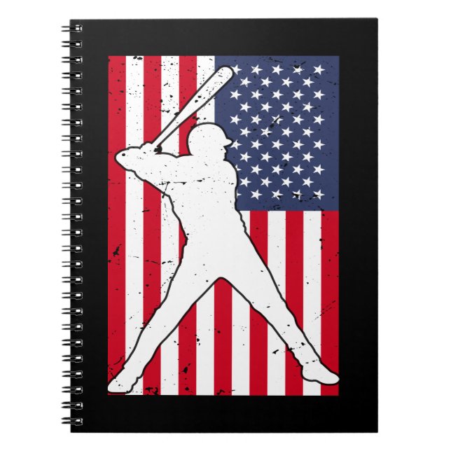 American Flag Baseball Team Gift  Notebook (Front)