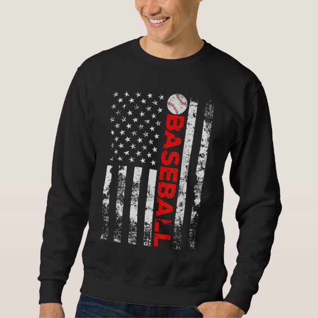 American Flag Baseball Team Gift Sweatshirt (Front)