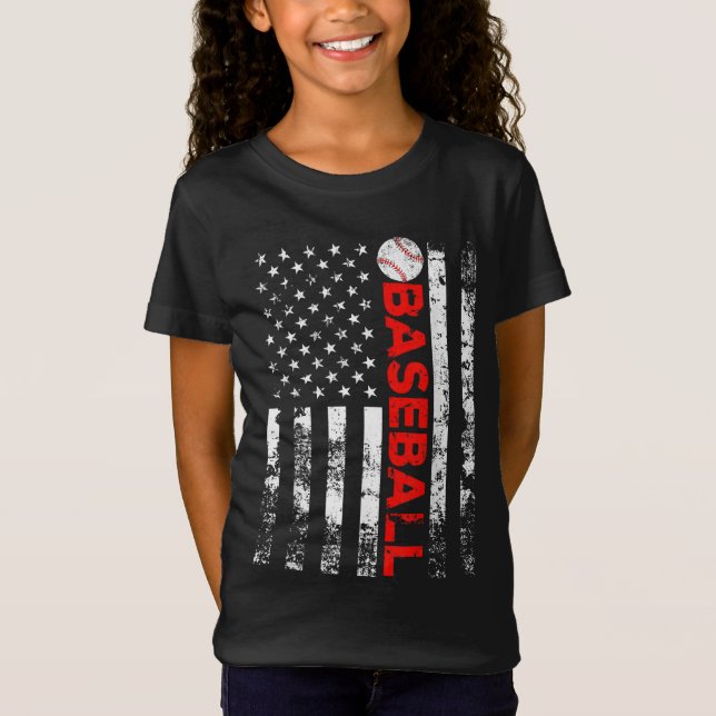 American Flag Baseball Team Gift T-Shirt (Front)