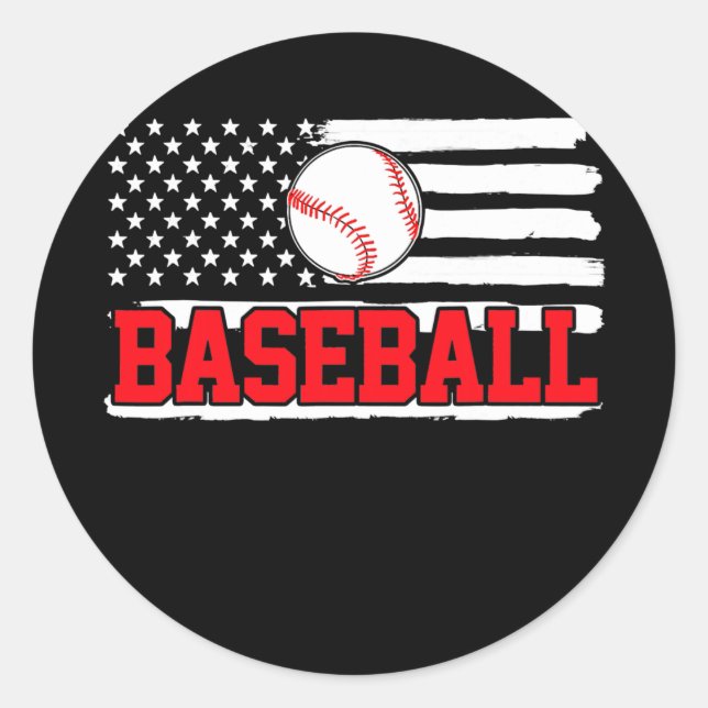 American Flag Baseball Team Gifts  Classic Round Sticker (Front)