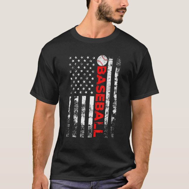 American Flag Baseball Team T-Shirt (Front)