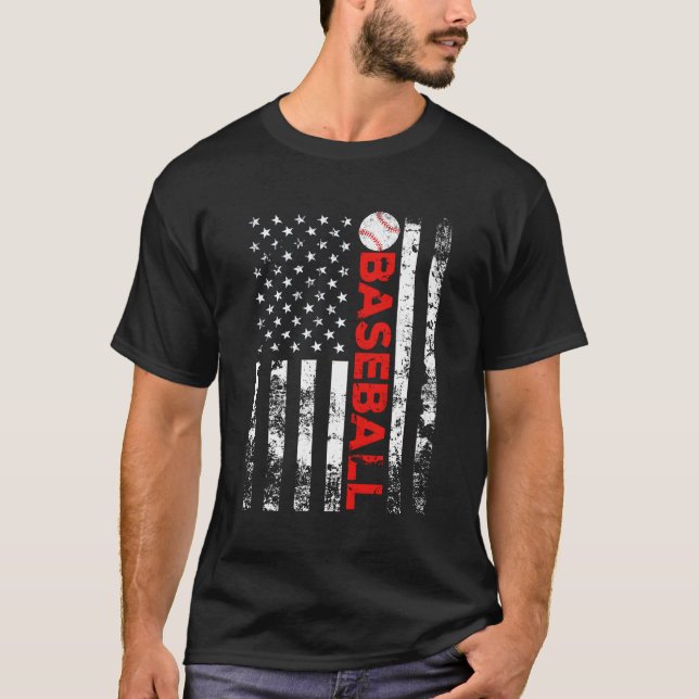 American Flag Baseball Team T-Shirt (Front)