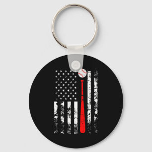 American Flag Baseball Team T Shirt_4 Key Ring
