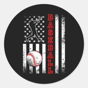 American Flag Baseball Team Vintage Baseball T Shi Classic Round Sticker
