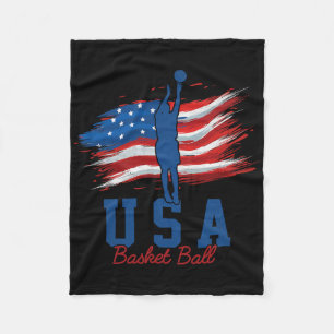 American Flag Basketball 4th Of July Usa Support T Fleece Blanket