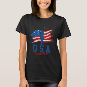 American Flag Basketball 4th Of July Usa Support T T-Shirt
