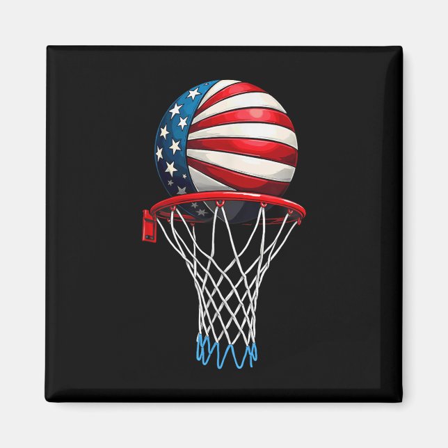 American Flag Basketball Independence Day _1  Magnet (Front)