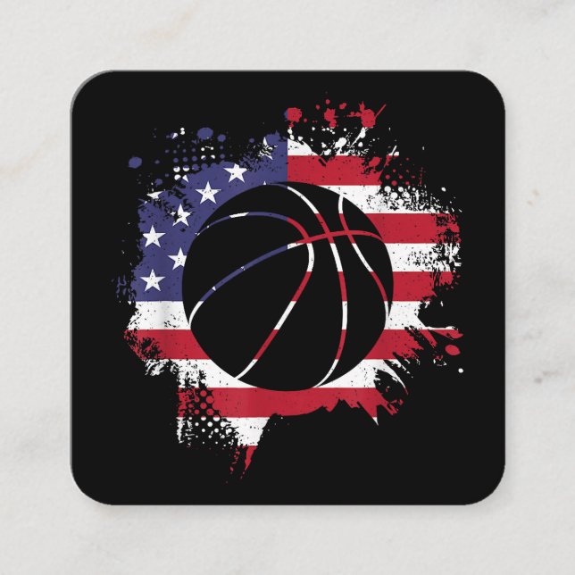 American Flag Basketball Player  Square Business Card (Front)
