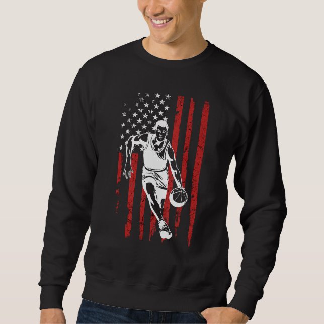American Flag Basketball Team  for Men Boys Sweatshirt (Front)
