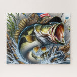 American Flag Bass Fish Jigsaw Puzzle<br><div class="desc">American Flag Bass Fish
Art/illustration
colorful
customizable</div>
