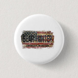 American Flag Bear Hunter 3 Cm Round Badge
