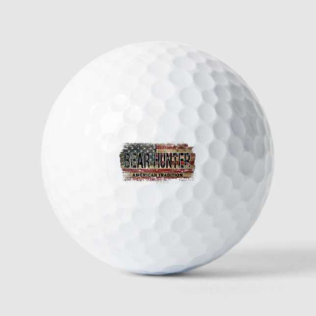 American Flag Bear Hunter Golf Balls (Front)