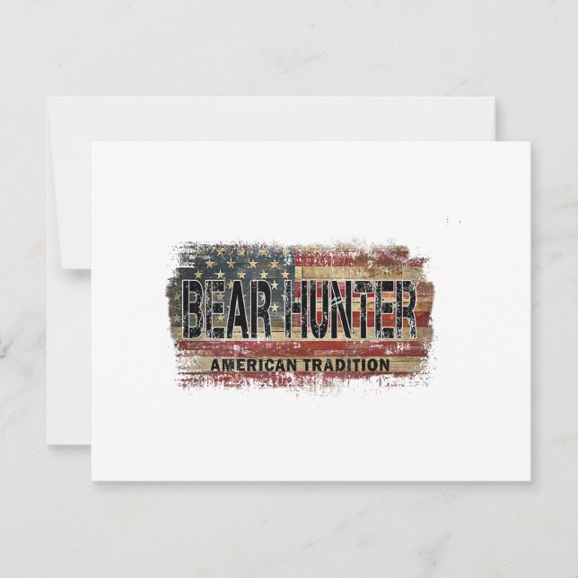 American Flag Bear Hunter Invitation (Front)