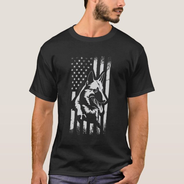 American Flag Belgian Malinois For Dog T-Shirt (Front)
