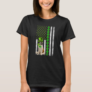 American Flag Bernard Dog St Patricks Day T-Shirt