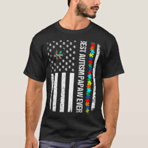 American Flag Best Autism Papaw Ever Autism Awaren T-Shirt