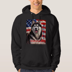 American Flag Best Dad Ever Husky Dog Hoodie