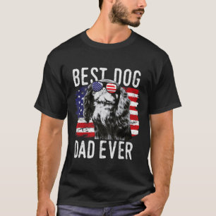 American Flag Best Dog Dad Ever English Toy Spanie T-Shirt