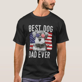 American Flag Best Dog Dad Ever Miniature Schnauze T-Shirt
