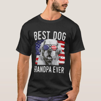 American Flag Best Dog Grandpa Ever Clumber Spanie T-Shirt
