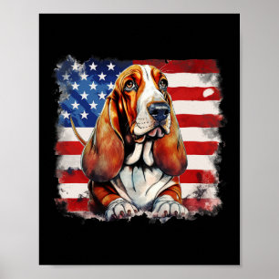American Flag Bet Hound Usa Vintage 4th Of July Poster