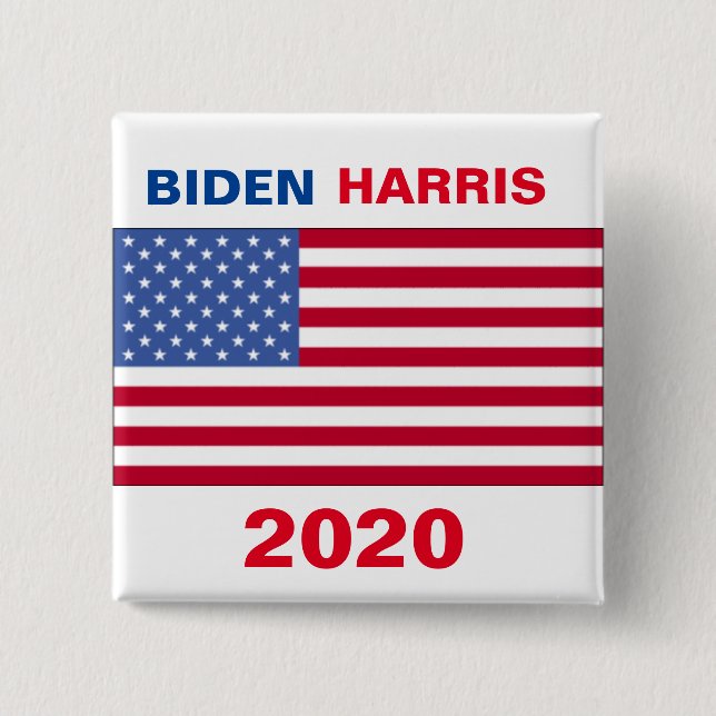 AMERICAN FLAG BIDEN HARRIS 2020 15 CM SQUARE BADGE (Front)
