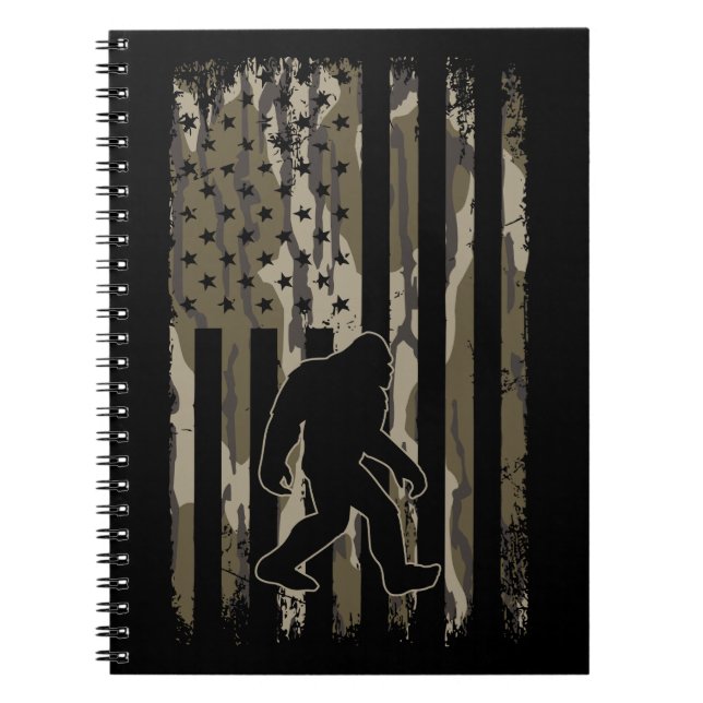 American Flag Bigfoot Bottom Land Camo Notebook (Front)