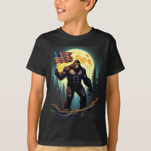 American Flag Bigfoot Sasquatch Camng Hiking T-Shirt