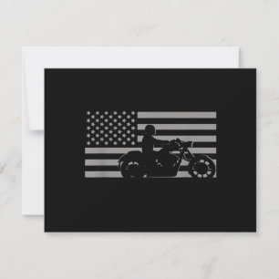 American Flag Biker Motorcycle Short Sleeve Thank You Card