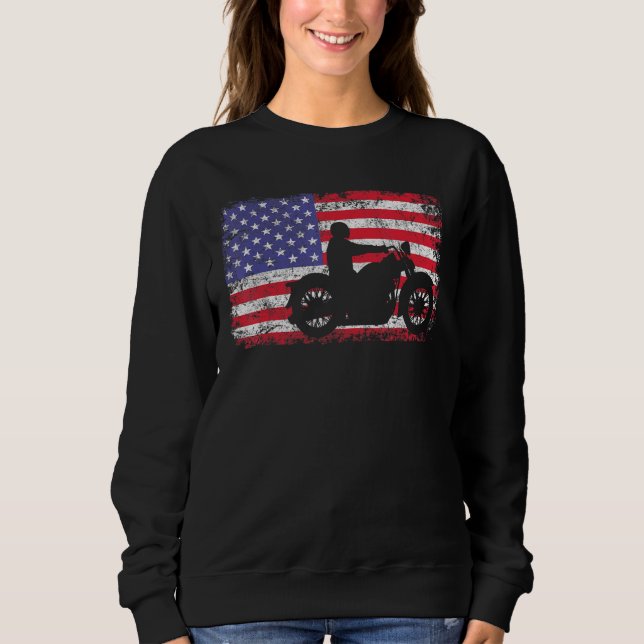 American Flag Biker Motorcycle Sweatshirt (Front)